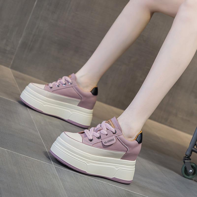 Autumn Women's Shoes New Small Thick-soled Wedge Heel Muffin Heel Women's Shoes Inner Height Increase and Casual Shoes Women's Tide