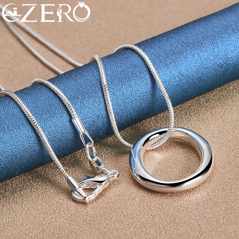 ALIZERO 925 Silver Round Circle O Bracelets Necklace Earrings Rings for Women Wedding Party Gift Jewelry 4Pcs Set