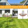 Outdoor Solar Powered Fountain Bird Feeder Glass Bird Bath with Metal Stand Upgraded Water Spray System for Garden Landscape Water Feature