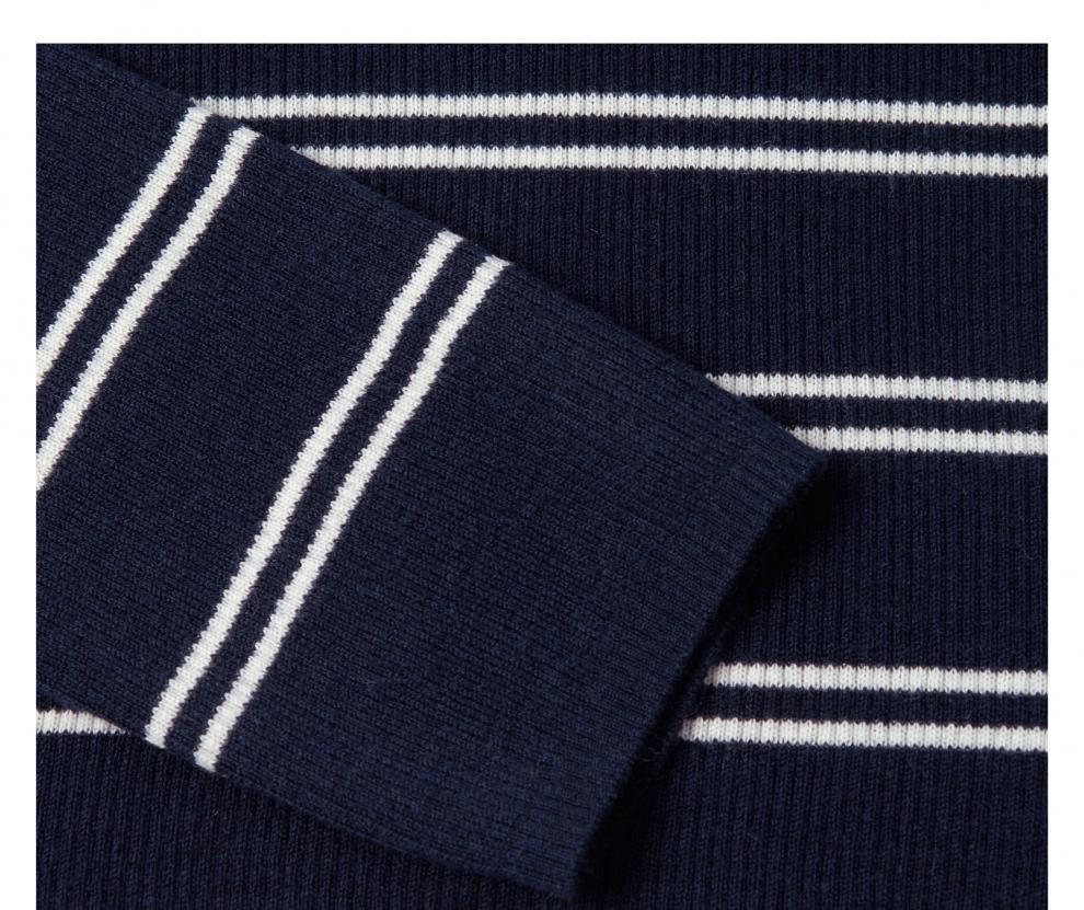 Jiang Xin's Spring 2026 Striped Wool Polo Knitwear with Contrasting Colors