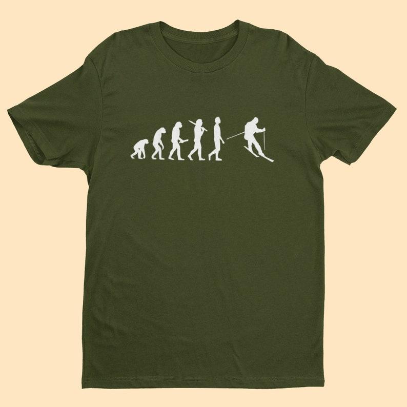 Evolution of Skiing T Shirt From Ape Through Prehistoric Man To Downhill Skier EV15 Funny T Shirts Offensive Men Cotton Tee Tops