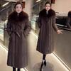 Winter new removable fur collar down cotton clothes women's waist warm jacket long Korean version coat