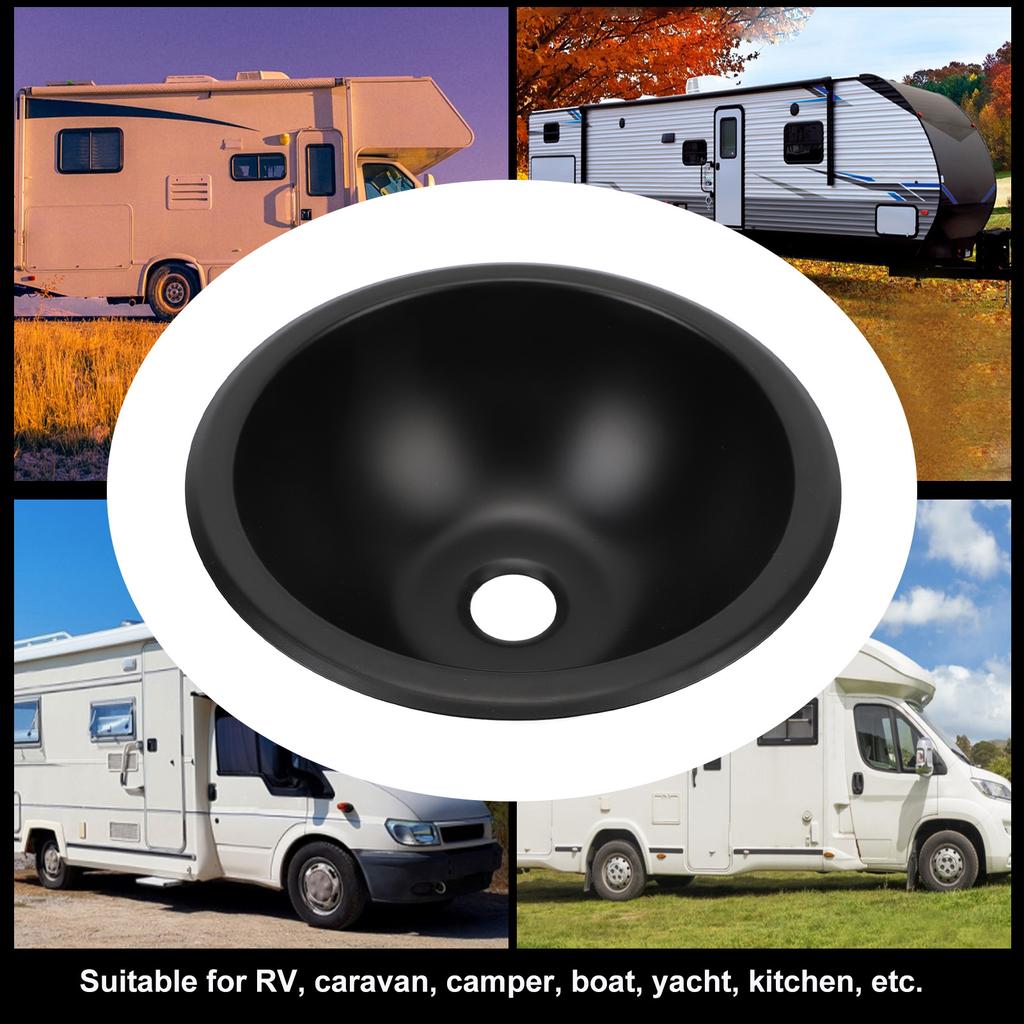 9 X 4in 304 Stainless Steel Sink Round Easy To Clean 40mm Drain Port Hand Wash Basin for RV Camper Boat  RV Sink  Sink