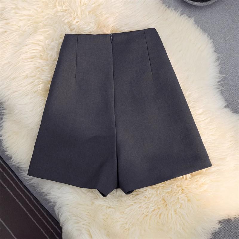 Women's Gray High-Waist A-line Wide Leg Skirt Shorts - Spring/Summer 2025 Collection
