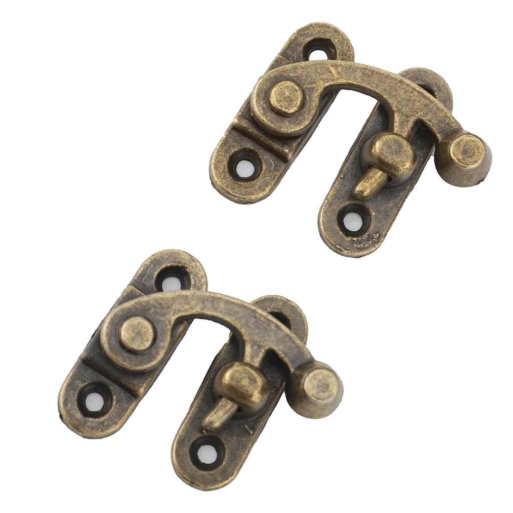 6 Set Swing Arm Clasp Latch Bronze Mini Vintage Antique Lock Clasp Left Right Hook Hasp Horn Metal Catch Curved Buckle