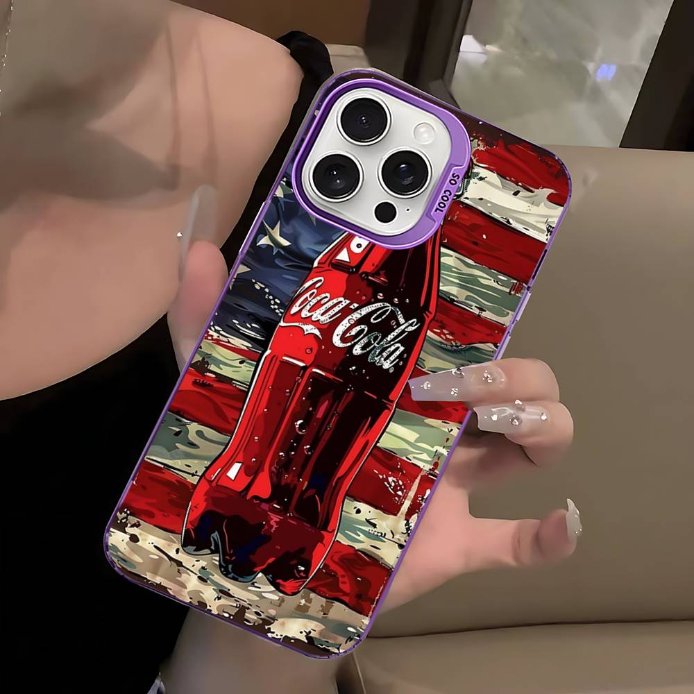Hot C-Coca Drinks C-Cola For IPhone 17 16 15 14 Plus 13 12 11 Pro Max Matte Colorful Silver Phone Cover