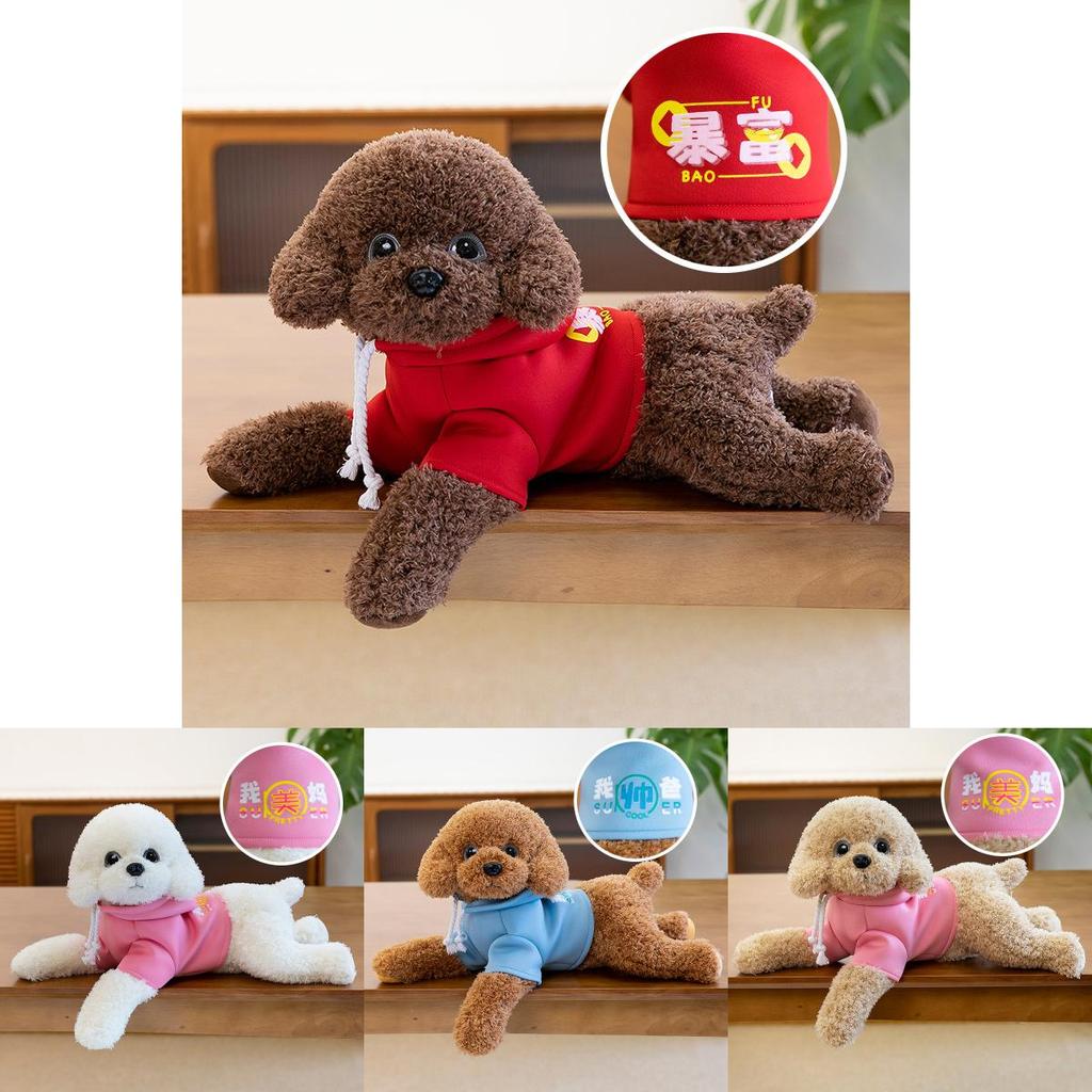 Teddy Hoodie Dog Plush Toy Cute Cartoon Collar Animal Doll Girl Birthday Gift