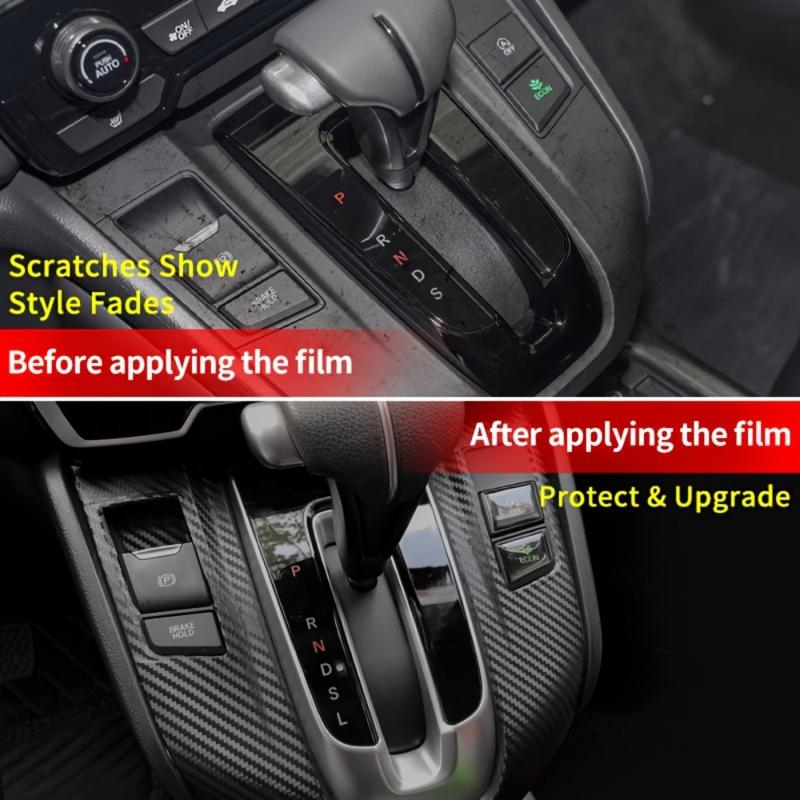 För Honda CR-V 2017- Bilens Mittkonsol PVC Kolfiber Skyddsfilm Reptålig Reparationsfilm Bilinteriörtillbehör