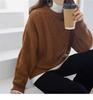 2025 Autumn/Winter Women's 100% Pure Wool Sweater—Round Neck, Warm Diamond Pattern, Classic Versatile Loose Fit