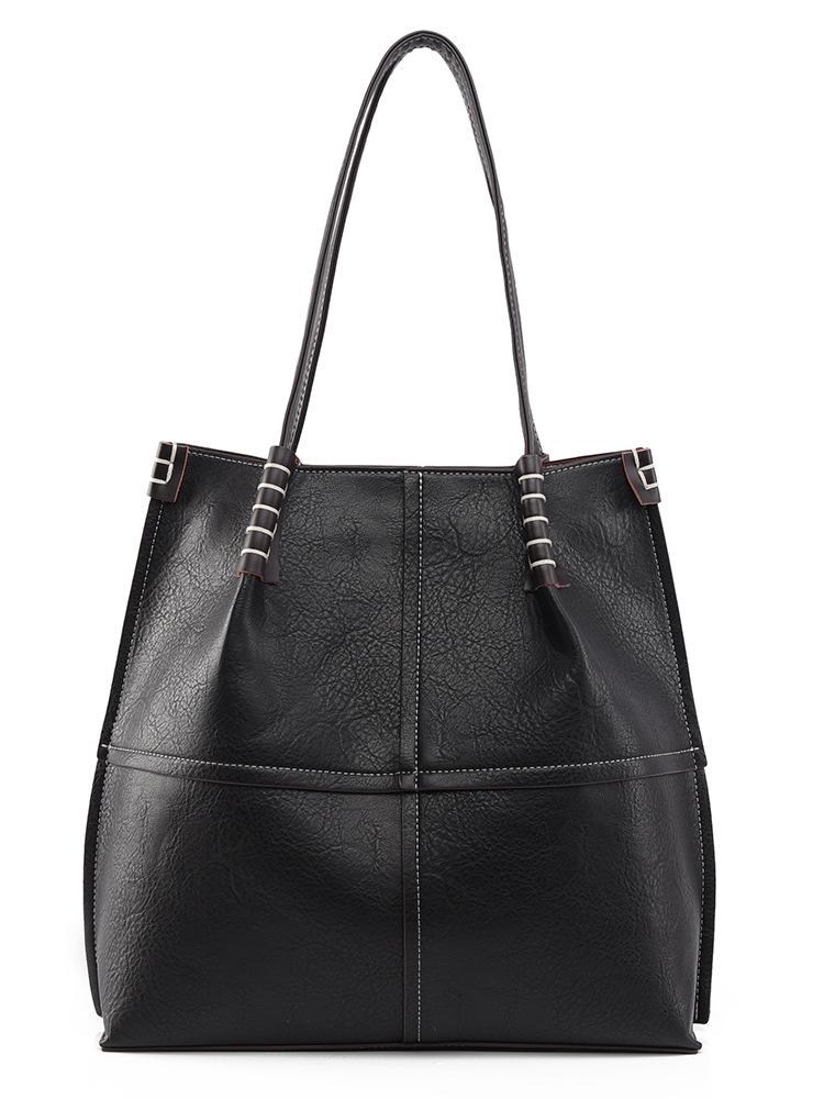 

LEMON KOKO Elegant Female Large Tote Bag Fashion Cross Border Splicing Women s Shoulder Bags 2025 New PU High Texture Ladies Handbag with Inner Pocket чорний