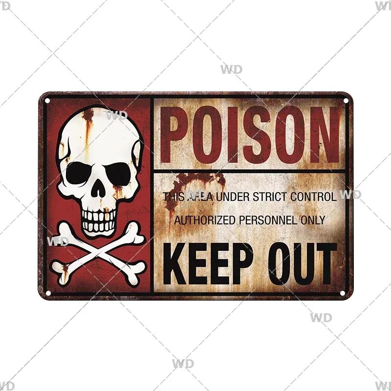 CautionCharm Vintage Metal Plaque - Warn Slogan Design - Great for Door, Factory & Home Wall Decor - Retro Caution Sign Poster