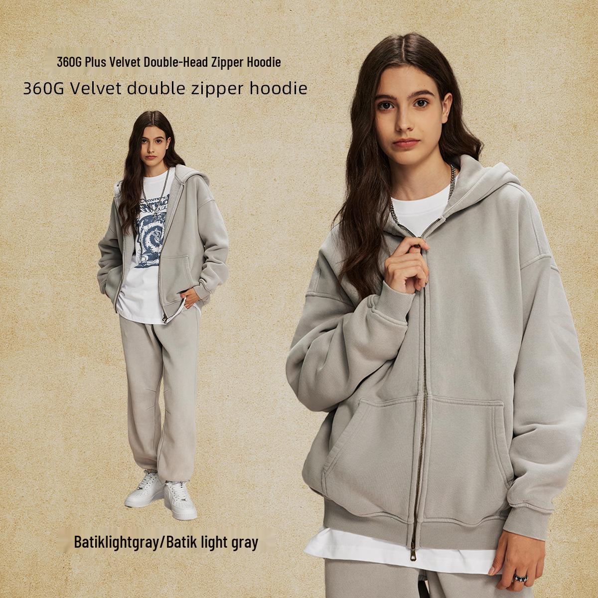 

2024 Autumn/Winter Men s Oversized Retro Tie-Dye Washed Hoodie with Plus Velvet Extra Large