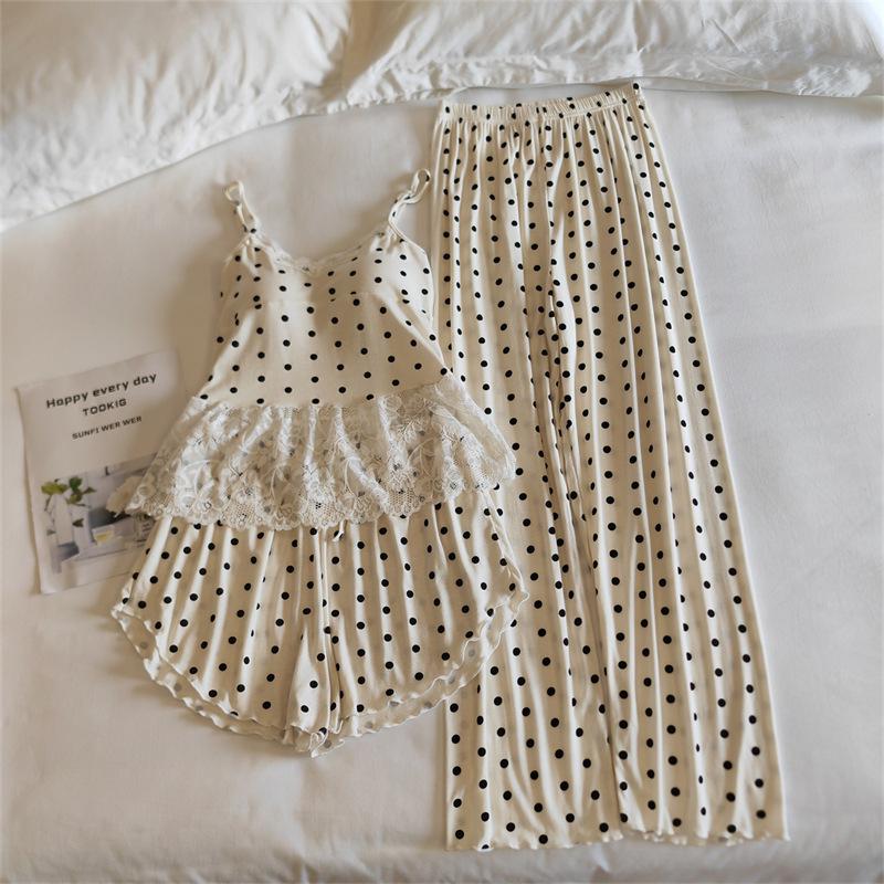 Modal Women's Summer Camisole Pajama Set with Chest Pads - French-Inspired, Sexy, Lightweight Homewear