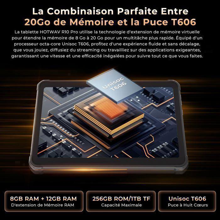 Unbreakable Tablet HOTWAV Tab R10 Pro 20GB+256GB 10.1" Touch Tablet 10080mAh Android 14 Dual SIM 4G/GPS/IP68&IP69K Black