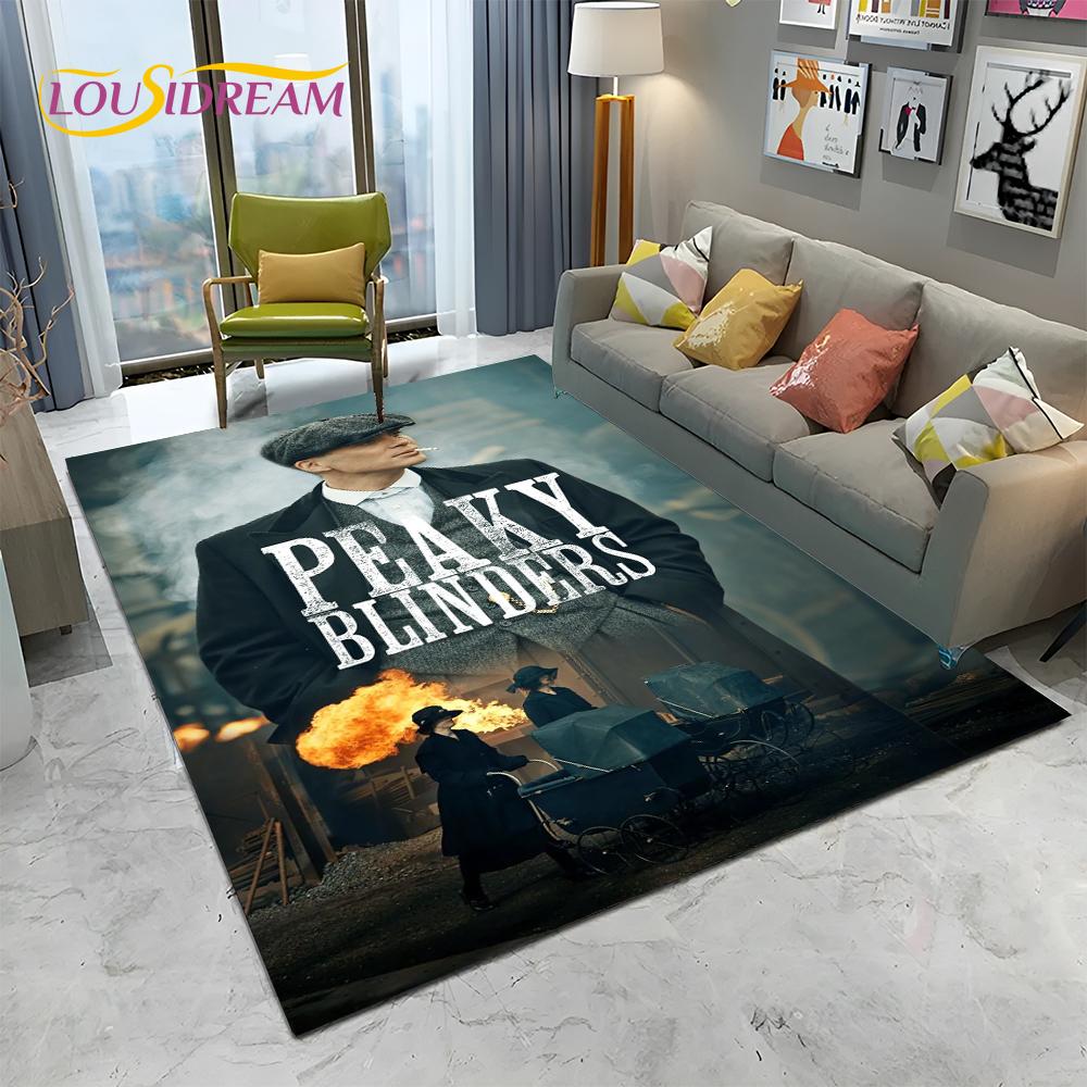 HD Tommy Shelby 3D P-Peaky Blinders Carpet Rug for Home Living Room Bedroom Sofa Doormat Decor,kids Area Rug Non-slip Floor Mat