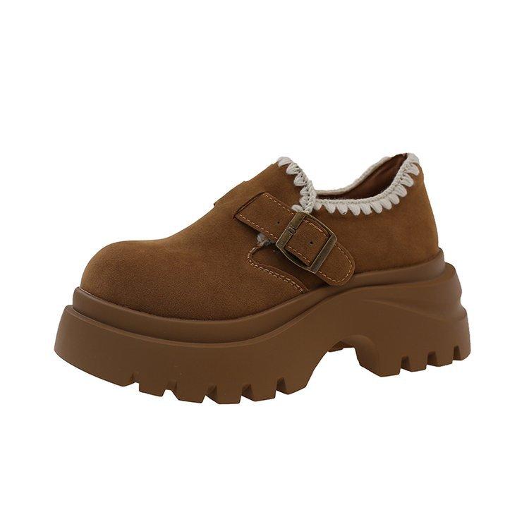 

[Youshilai] 2025 autumn and winter new thick-soled heightening Boken single shoes female Internet celebrities versatile lightweight casual women 35