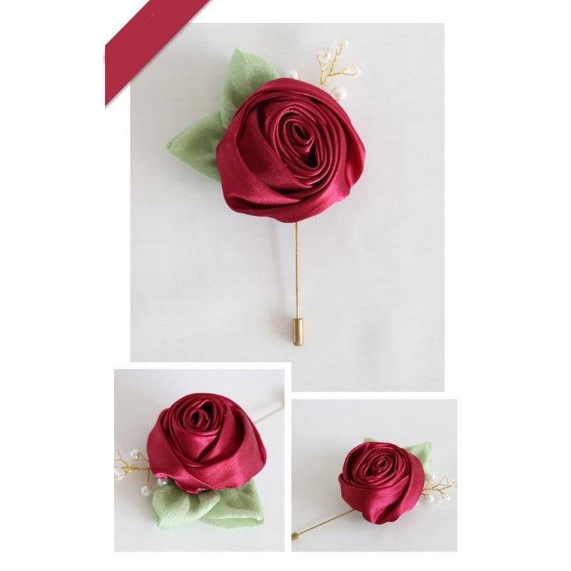 Artificial Rose Flower Set Elegant Silk Rose Boutonniere In Various Color for Wedding Ceremony and Parties