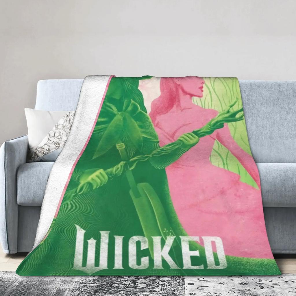 Elphaba  Glinda Wicked Movie Warm Plush Throw Blanket for Kids and Adults Flannel Couch Bedspread Sofa Cover