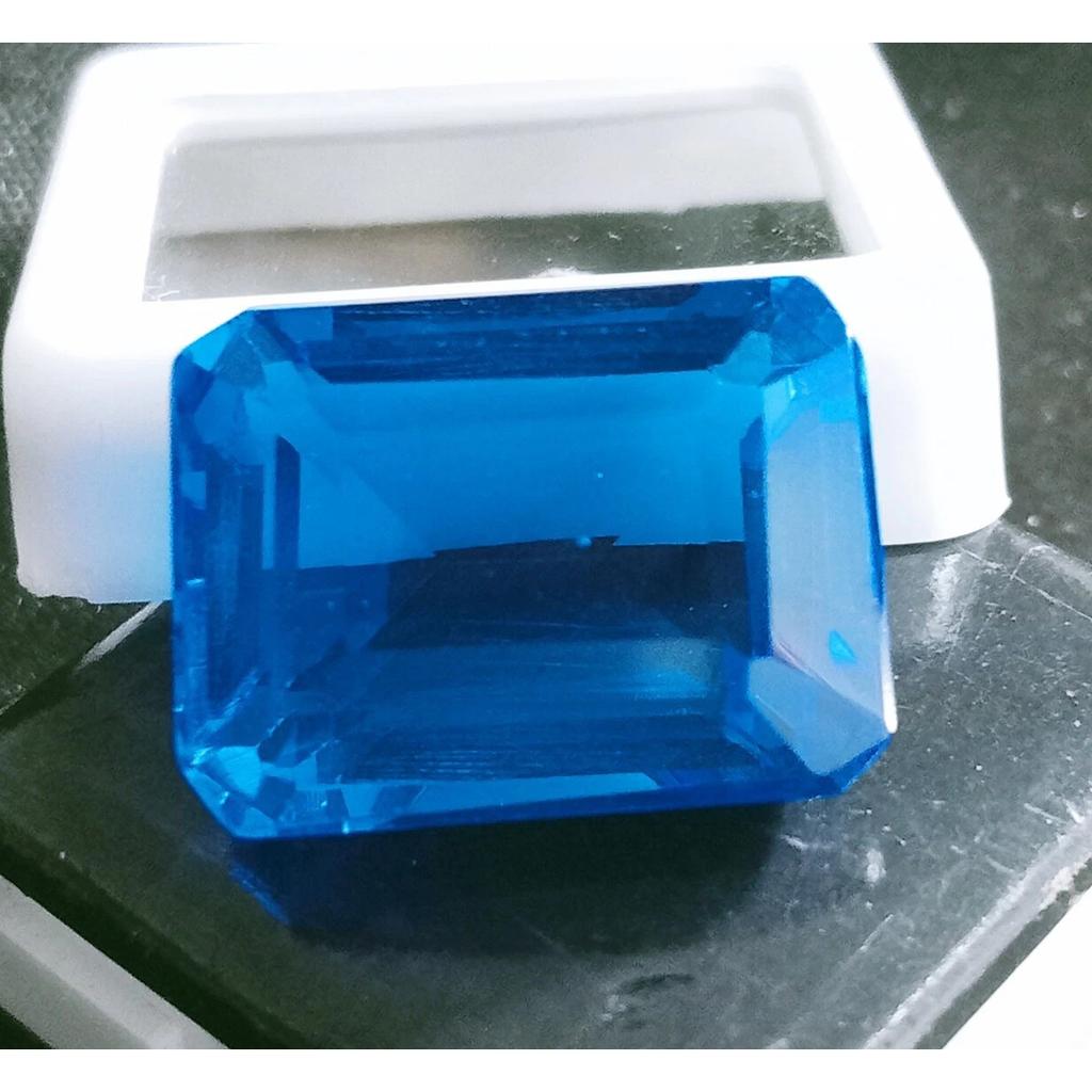 AAA Natural London Blue Topaz 22.75 Ct Emerald Cut Certified Loose Gemstone