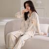 Premium Pajamas Women's Spring and Autumn Thin Long-sleeved Trousers Simple Casual Women's Loungewear Two-piece Set Can Be Worn Outside