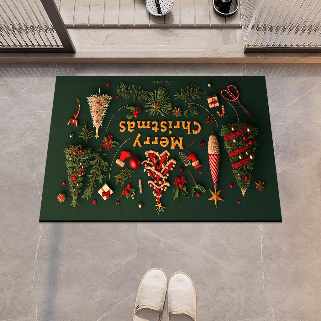Christmas Door Mat Entrance Outdoor Floor Foot Mats Front Doormat Room Rugs Hallway Bath Carpet Washable