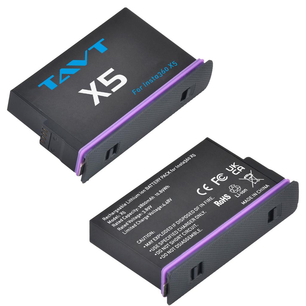 Insta360 X5 için 2800mAh Şarj Edilebilir Li-ion Pil ve Insta 360X5 Aksiyon Kamerası için LED Çift Şarj Cihazı