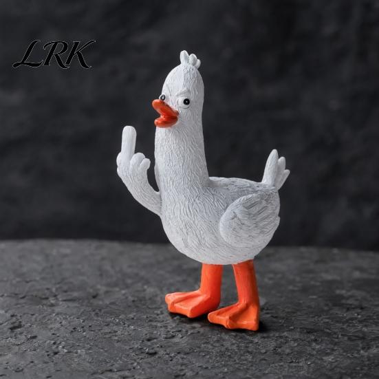 Klare Textur Harzkunst Lustige Mittelfinger-Statue, 6 Zoll Freche Entenfigur mit Mattem Finish, Schreibtischdekoration Schrullige Verzierung, Stress