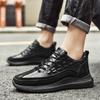 Fashion Men Leather Shoes Fashion Casual Sneakers Designer Brand Crocodile Vulcanize Shoes Lightweight Breathable Lace-up Plat Work Shoe