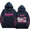 Stray Kids Pullover Hoodie Front Pink Punk Logo Vintage Punk Graphic Song Titles Just Feel Drawstring Hood Oversized Unisex K‑Pop Streetwear Fan Merch