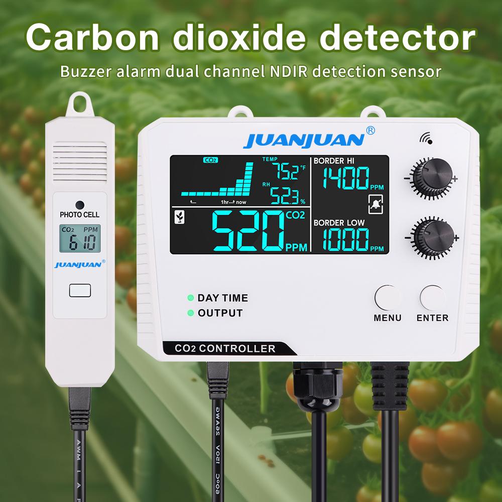 Digital CO2 Controller Air Quality Monitor 0~5000ppm CO2 Concentration Detector Carbon Dioxide Regulator for Plant Greenhouse