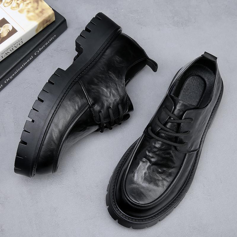 Kožené Pánské Boty Pánské Oxfordky Platforma Silná Podrážka Brogue Boty Muž Svatba Společenská Obuv Klasické Business Formální Boty