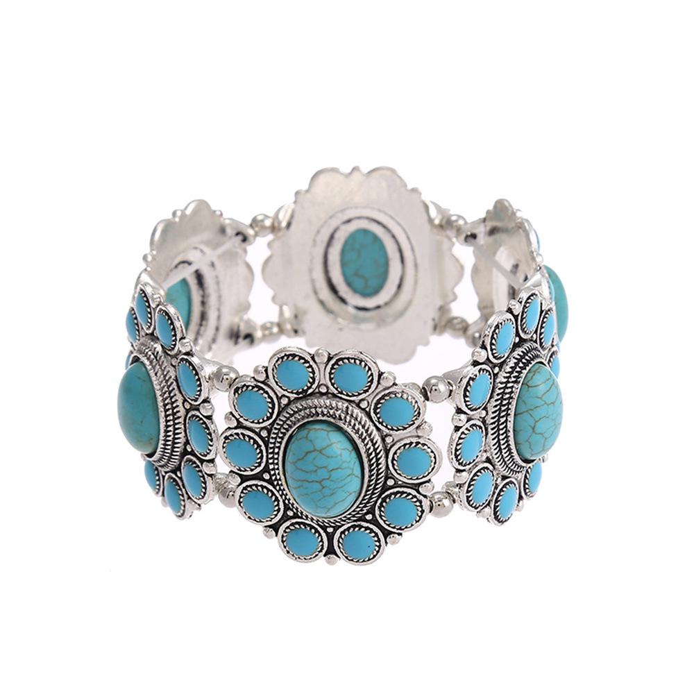 

Богемский браслет из бирюзы и посеребренный 925 пробой: Этнический стиль, Натуральный камень, для женщин.