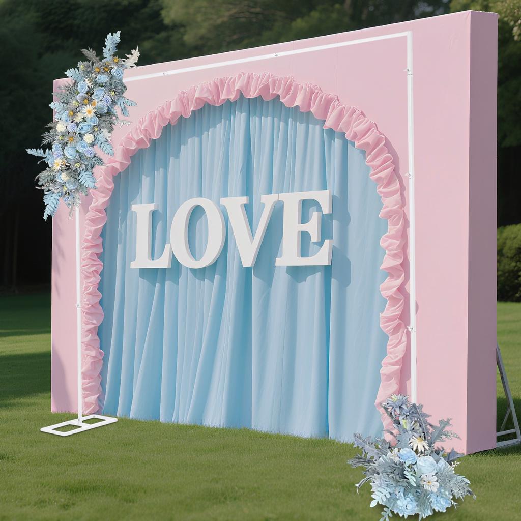 2.4×2.4m White Iron Wedding Backdrop Stand,Sturdy Metal Wedding Arch Stand for Ceremony Reception Party Event Backdrop Decor