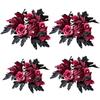 Halloween Artificial Rose Flowers Red&Black Silk Fake Maple Leaves Candlestick Wreath for Home Party Dining Table Candle Holders