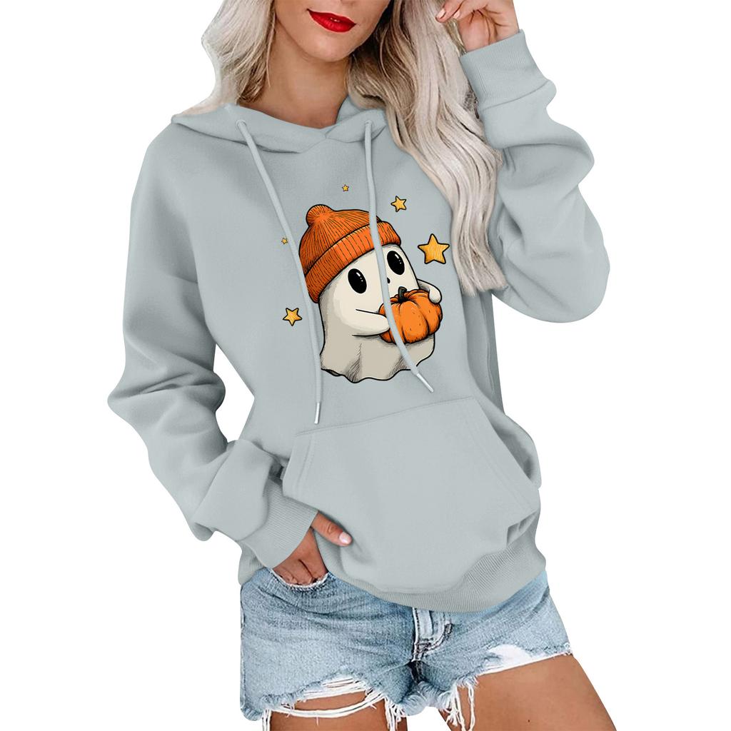 Women's Fashionable, Casual, Comfortable Round-neck, Hooded, Long-sleeved, Halloween-print Warm Sweater