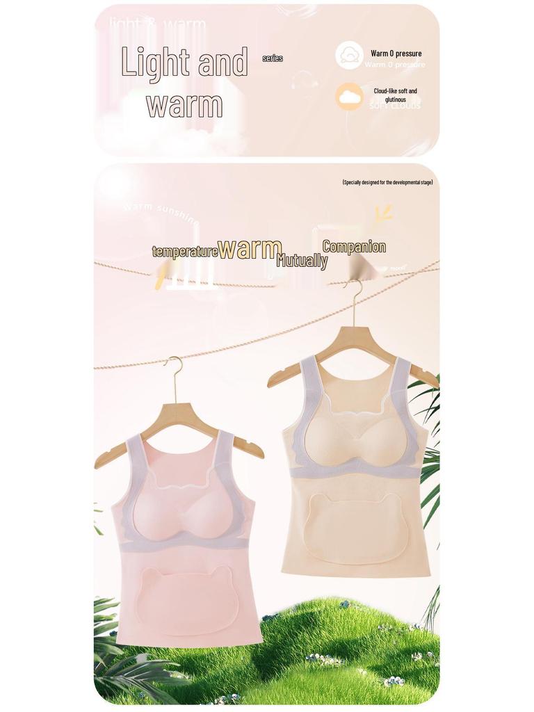 Developmental Girls' Thermal Vest with Chest Pads and Pockets for Junior High School Students