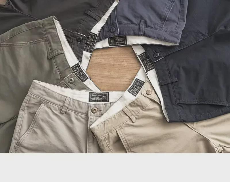 Dicke, schwere, schmale und gerade Freizeithose für Herren für Frühling und Herbst – verwaschene Trendhose im amerikanischen Stil