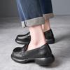 Spring new thick heel casual leather shoes women's soft surface rubber sole one pedal versatile small leather shoes women