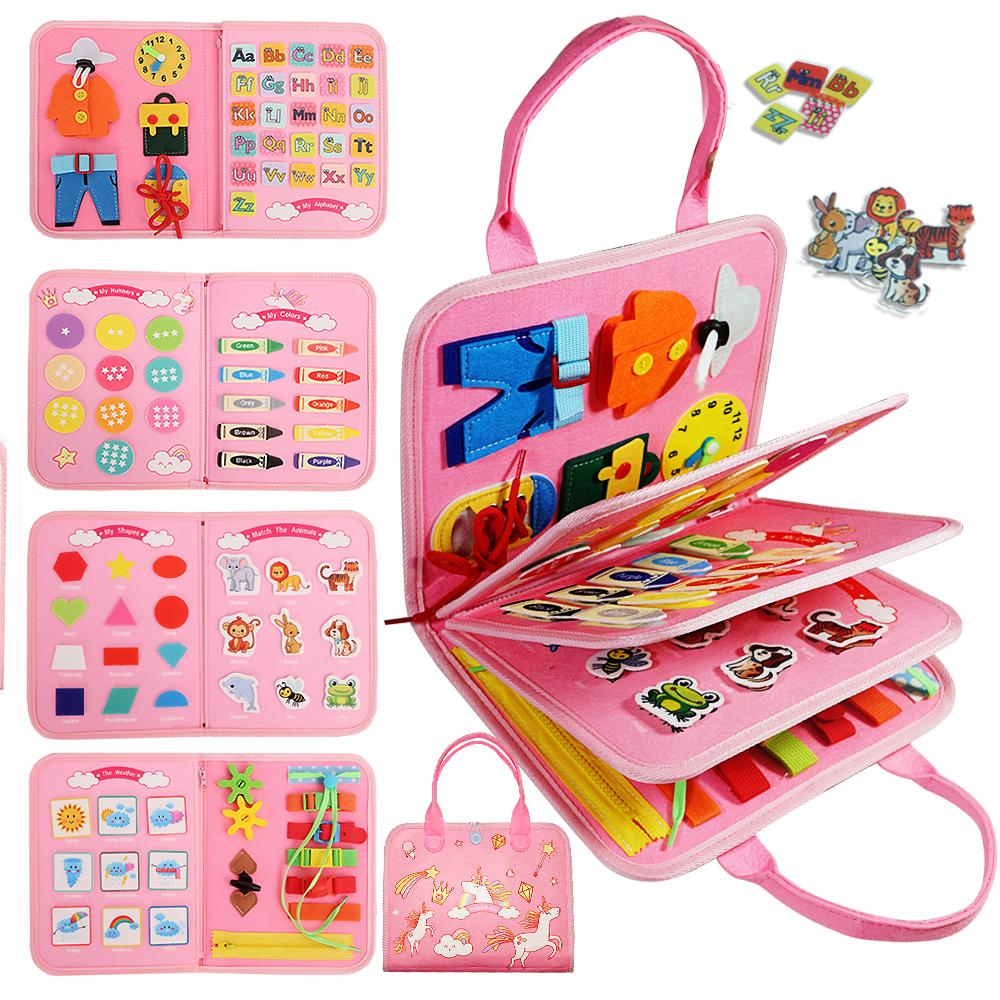 

7-in-1 Montessori Busy Board - Alphabet/Numbers/Shapes Learning Toy, Best Birthday Gift for Toddlers for Ages 3-6 розовый
