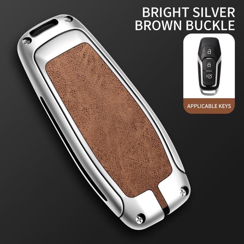 Leather Car Metal Key Case Cover For Ford Focus 3 4 St Mondeo 5 Mk5 Mustang F-150 Explorer Edge Fiesta Kuga Mk3 4 Key Chain