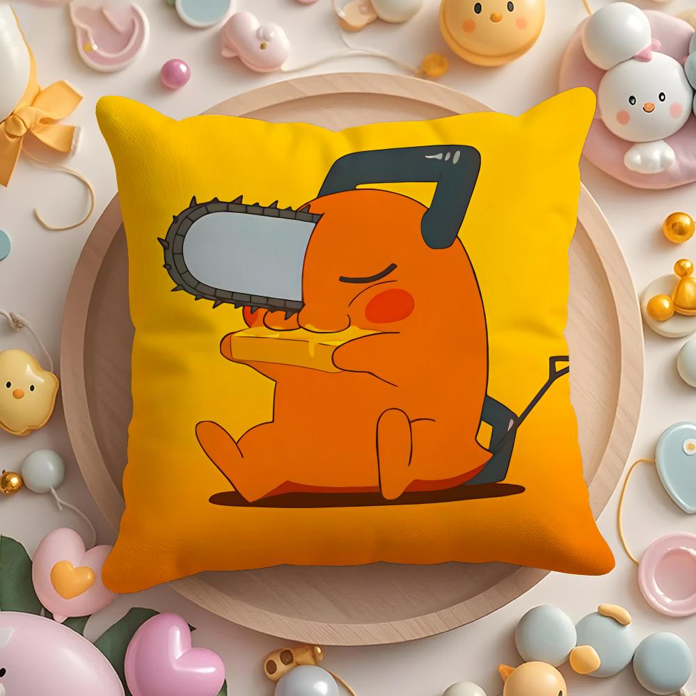 C-Chainsaw Anime M-ManS Cushion Cover Home & Car Multi-Scene Pillow Cover - Reversible, Soft & Durable for Daily Use