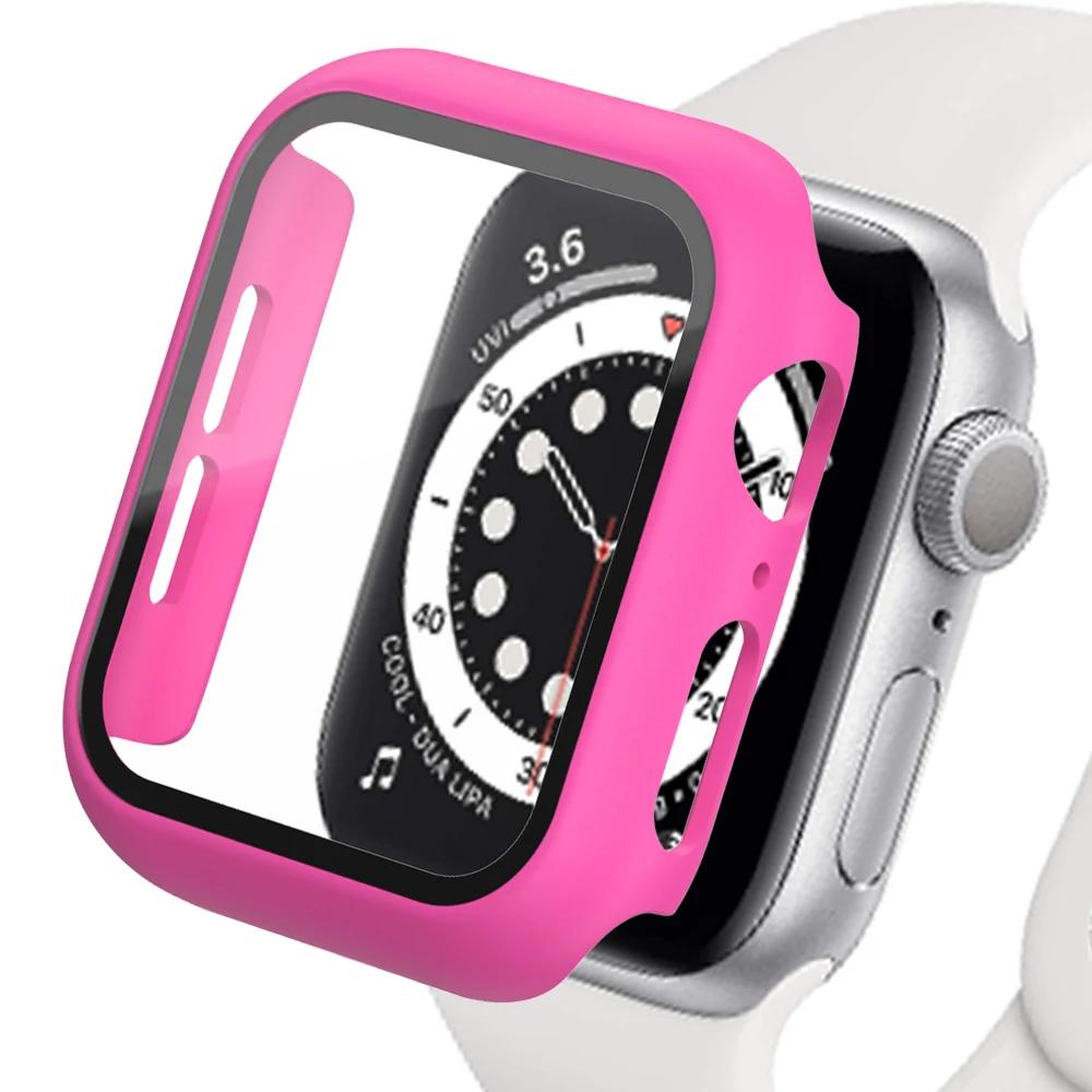 Gehärtetes Glas+Hüllen für Apple Watch Hülle 44mm 45mm 41mm 40mm Zubehör PC Displayschutz Abdeckung iwatch Serie 4/5/6/7/8/9/SE