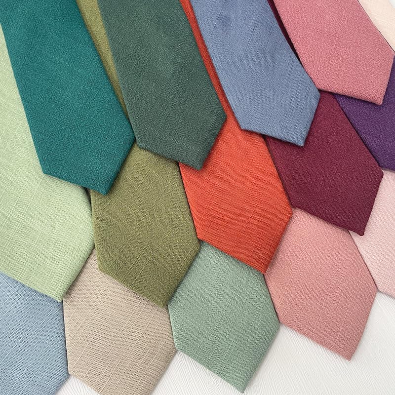 [KYULM7] Men's Necktie, Approx. 6.5cm Wide, Cotton, Stylish, Plain, Breathable, Suitable for Commuting, Business, Weddings, Work, Father's Day,