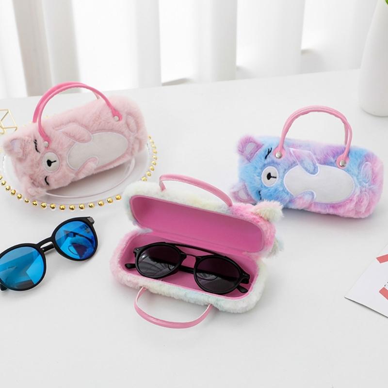 Bear Plush Glasses Case Foldable Soft Protective Eyewear Storage Protective Box Pouch For Kids Adults Travel
