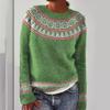 Color Block Round Neck Pullover Women's Fashion Long Sleeve Sweater Luxurious Loose Fit Slimming Versatile Casual Knit Top