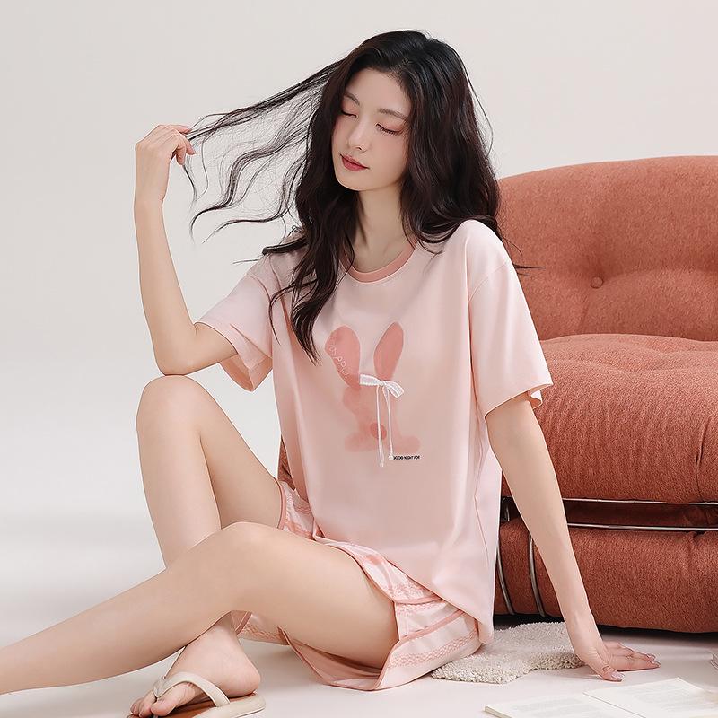 Women's 2026 Summer Cute Printed 100% Cotton Pajamas – Comfortable, Skin-Friendly, Wearable as Outerwear
