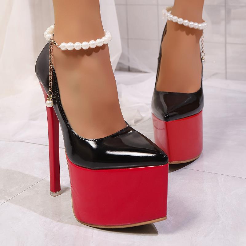 High-heeled Low-top Single Shoes for Women Pointed Shallow Mouth Set Foot Waterproof Platform Non-slip Stilettos