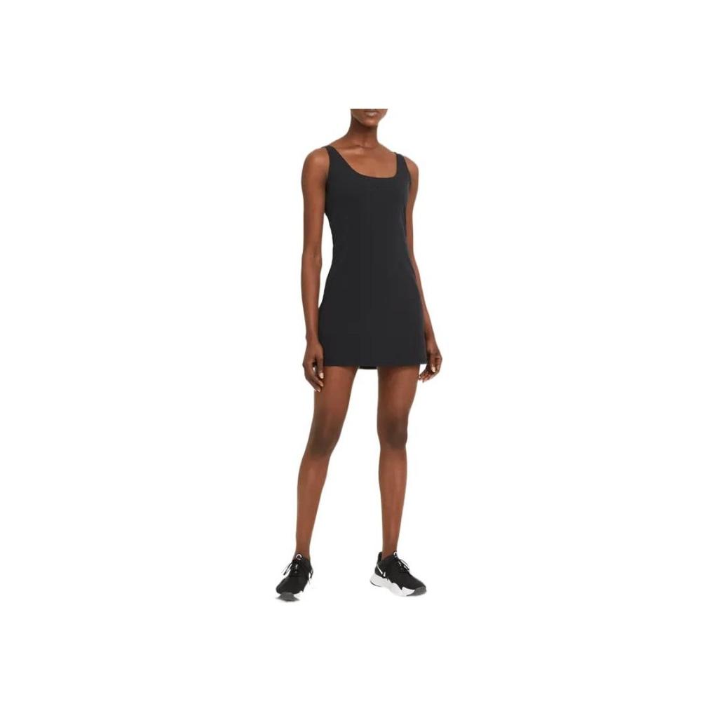 Nike Solid Color Side Pocket Double Strap Training Dress Women Dresses Black DA0156-010