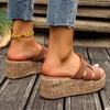 Summer new super high heels slippers women's outer wear muffin thick bottom heightening one-word drag sandals small man