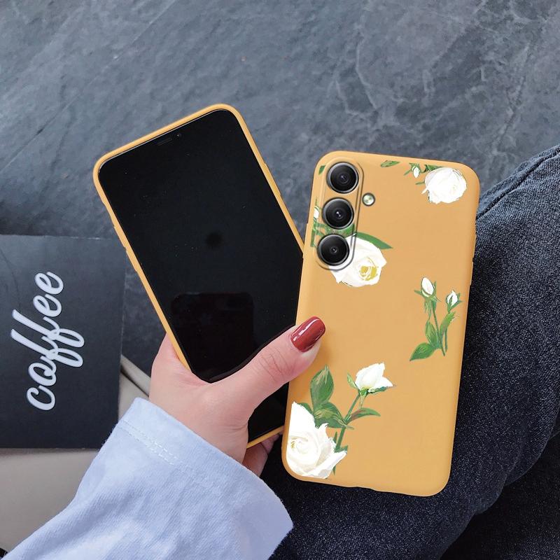 Květinové měkké silikonové pouzdro pro Xiaomi Redmi Note 13 Pro 13C Poco C65 Samsung A35 A55 A34 S24 Huawei Honor 200 Realme Camera Protective Shockproof Cover